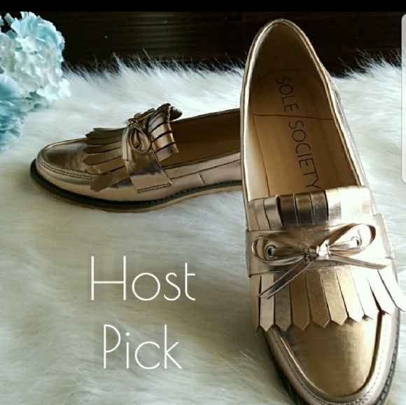 Sole Society Shoes - SOLE SOCIETY Metallic RoseGold HUXLEY Kilty Loafer